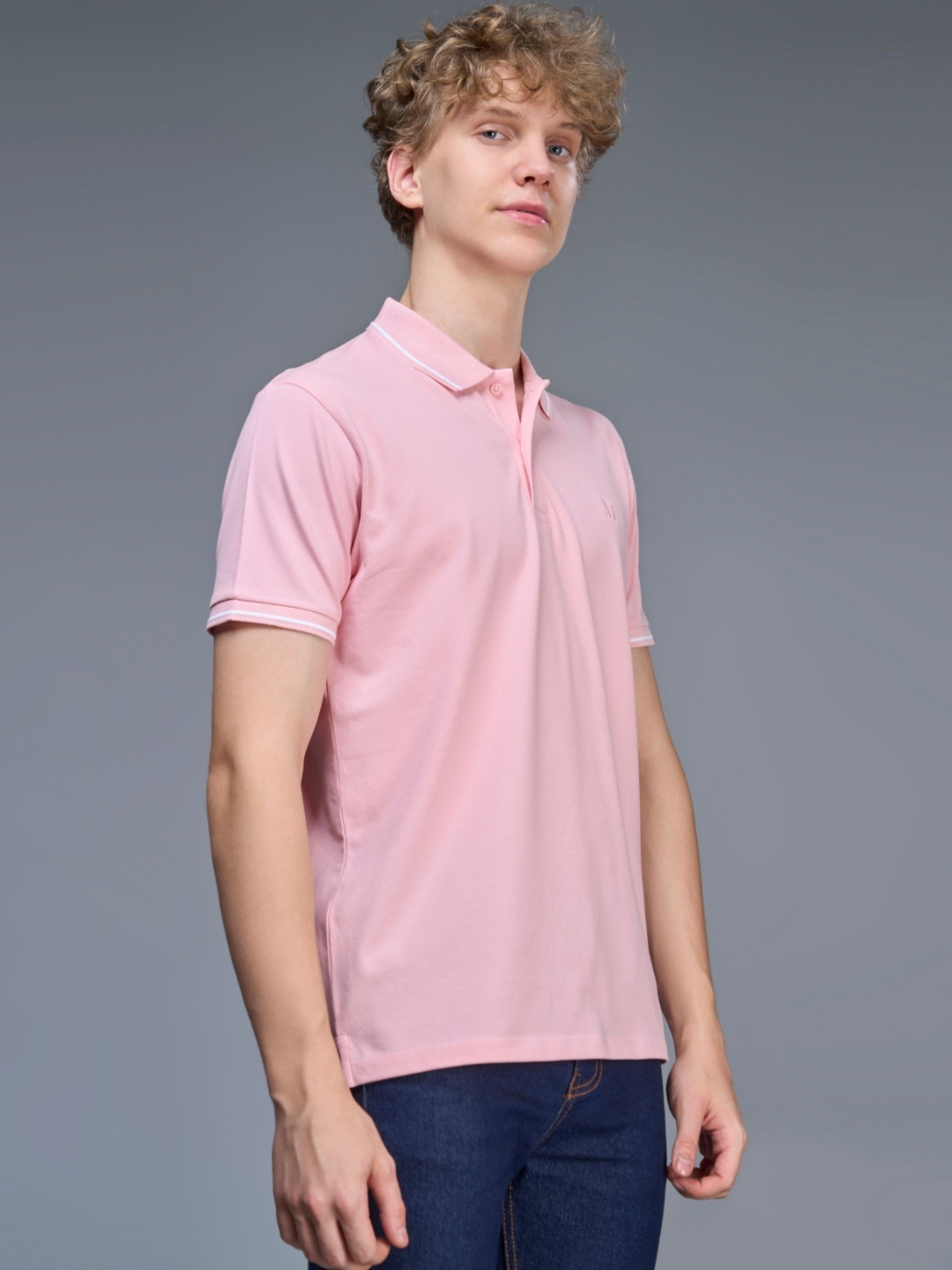 

MAXZONE Men Solid Polo Collar T-shirt, Pink