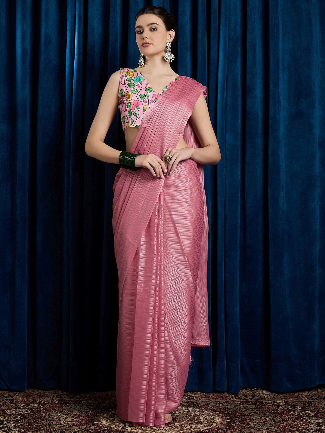 

Anouk Women Solid Saree With Blouse Piece, Pink
