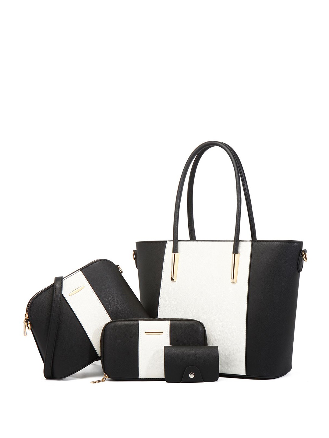 

RAVE Geometric Colourblocked PU Oversized Structured Shoulder Bag with Quilted, Black