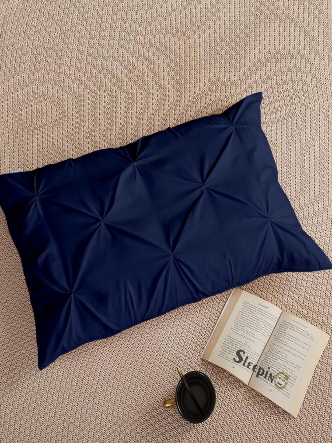 

Sleepino Navy Blue 2 Pieces Solid Linen Rectangle Pillow Covers