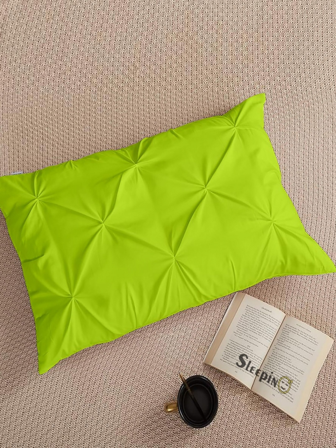 

Sleepino Green 4 Pieces Solid Linen Rectangle Pillow Covers