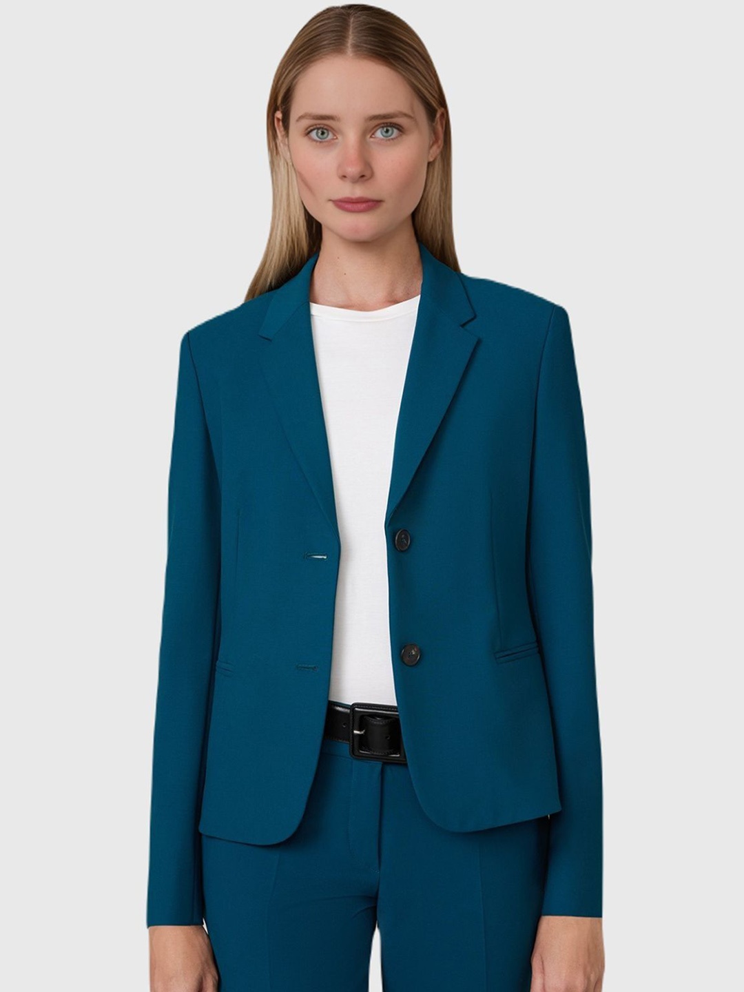 

BAESD Women Notched Lapel Collar Single-Breasted Formal Blazer, Blue