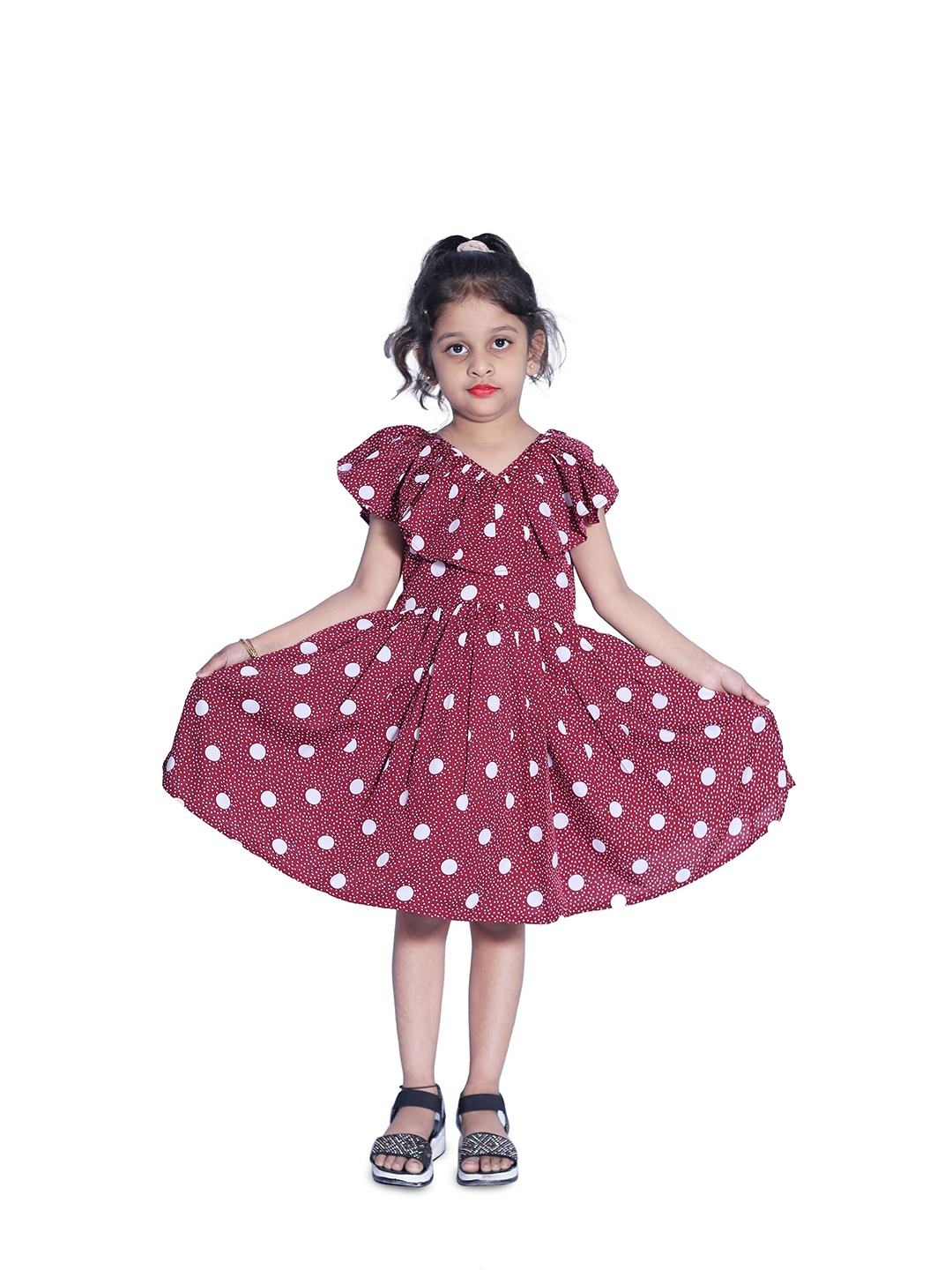 

Wish little Girls Polka Dot Crepe A-Line Dress, Maroon