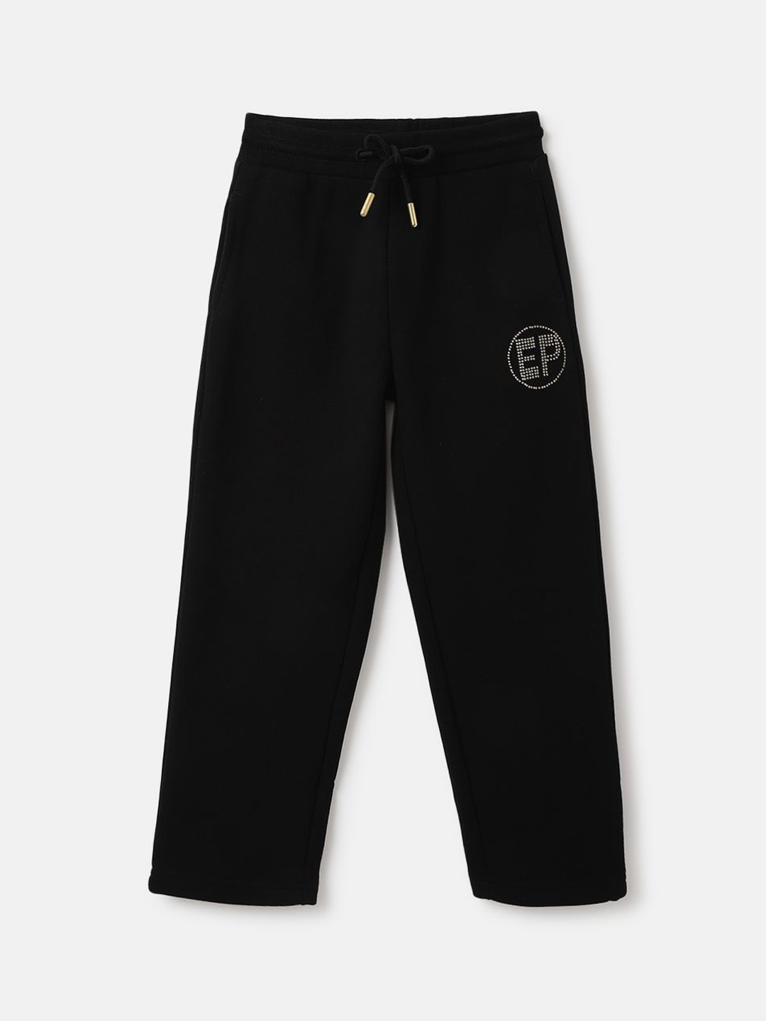 

ELLE Girls Cotton Relaxed Fit Track Pants, Black