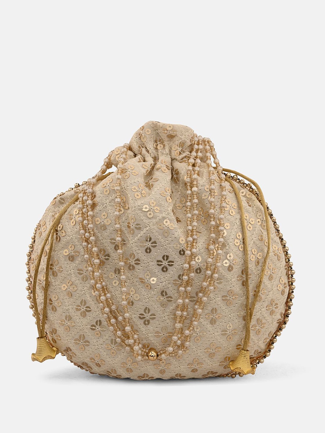 

DRASTR Embellished Embroidered Potli Clutch, Rose gold