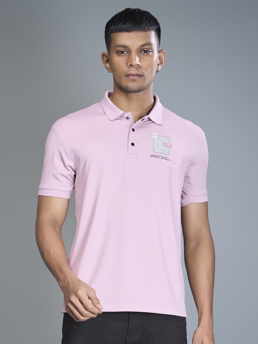 

MAXZONE 3 Buttons Polo Collar Casual T-shirt, Pink