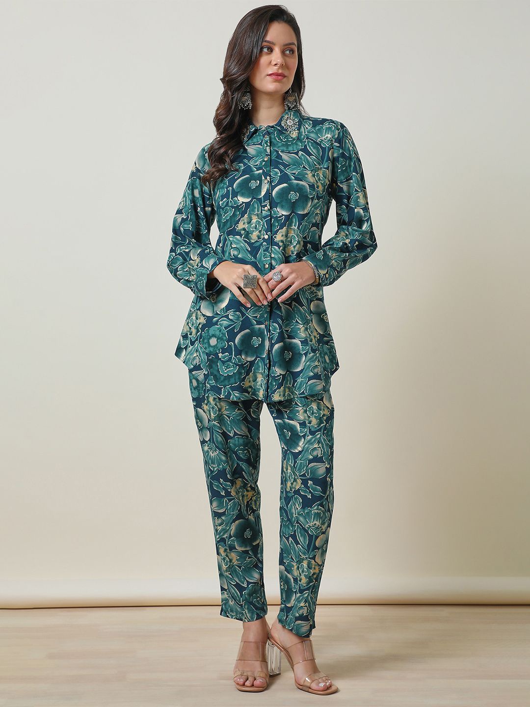 

Soch Printed Shirt & Trousers Co-Ord, Teal