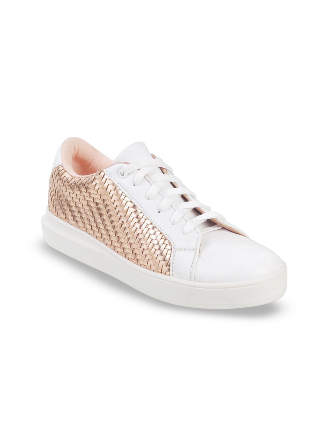 

Cheemo Women Textured Round Toe Sneakers, Rose gold