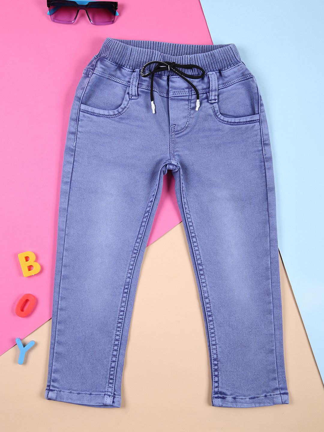 

V-Mart Boys Cotton Regular Fit Stretchable Jeans, Blue