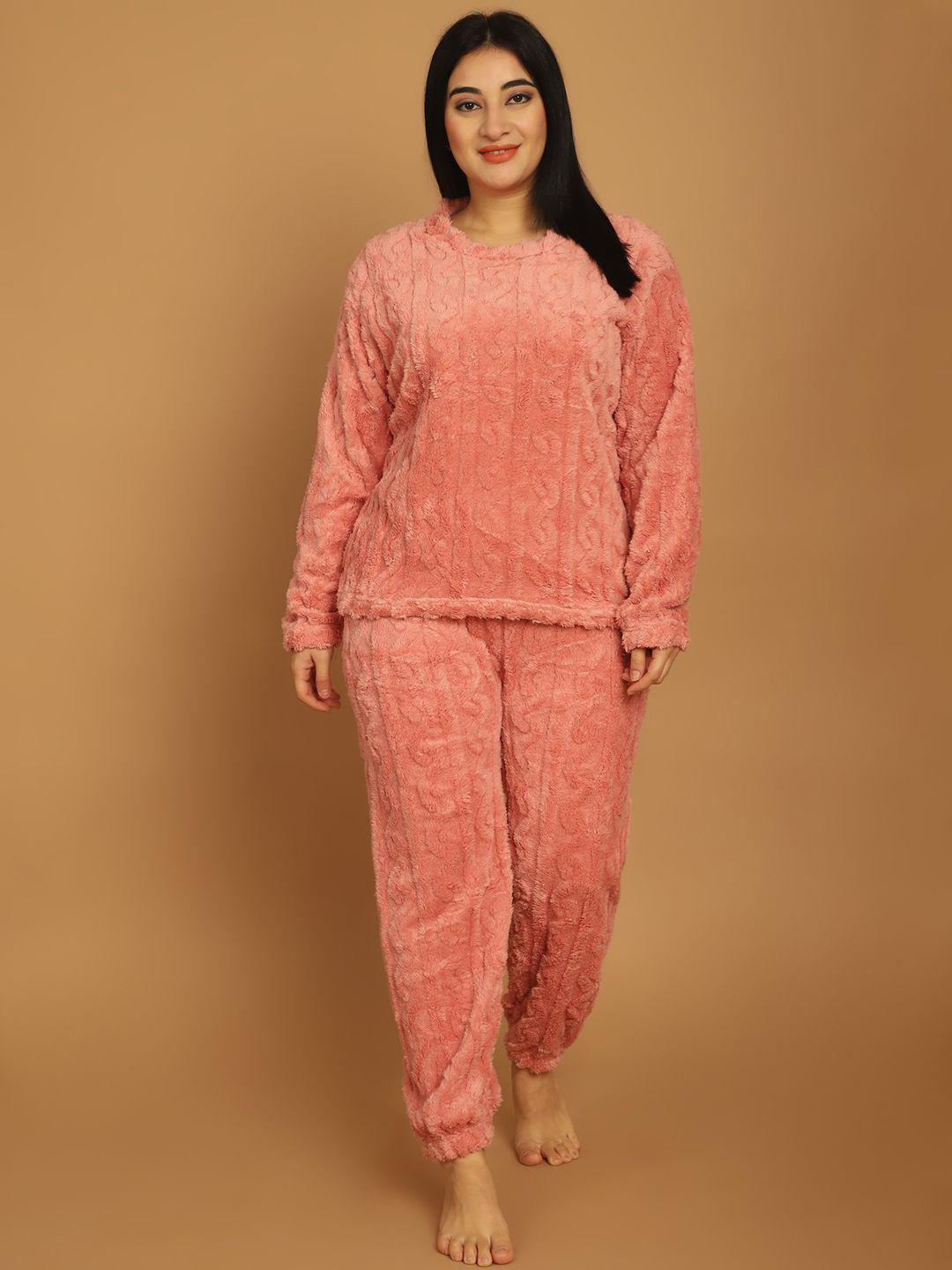 

TAG 7 Women Self Design Night suit, Pink