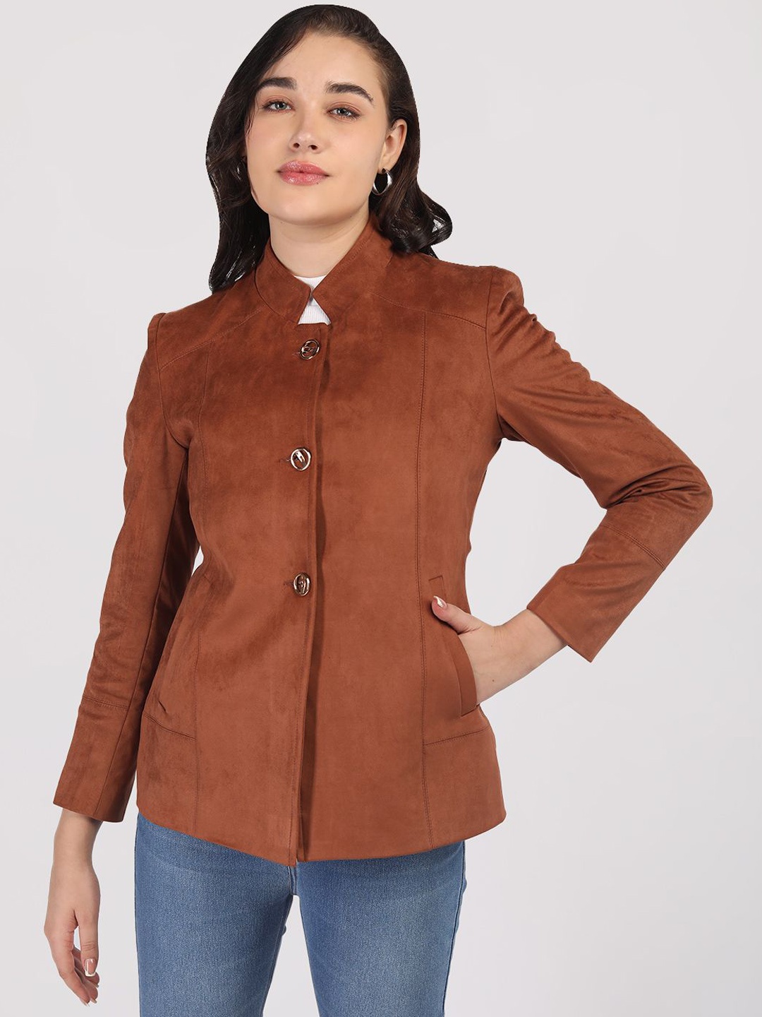 

PROTEX Women Single-Breasted Overcoat, Rust