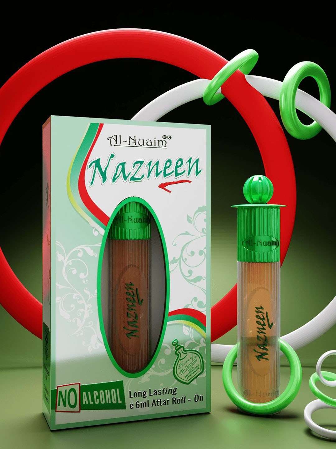 

Al-Nuaim Silver Series Nazneen Alcohol Free Long Lasting Attar Roll-On - 6 ml, Green