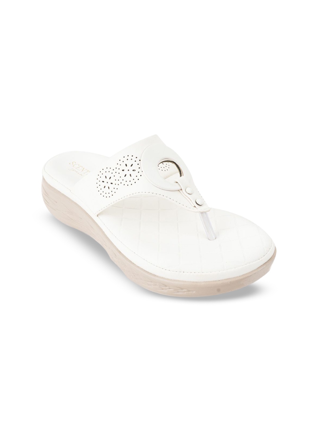 

SCENTRA Women Open Toe Flats, White
