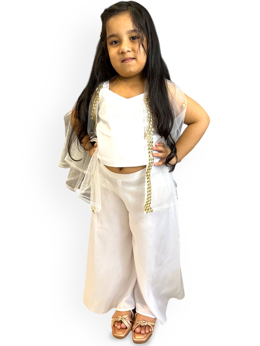 

Samsara Couture Top with Palazzos & Shrug, White