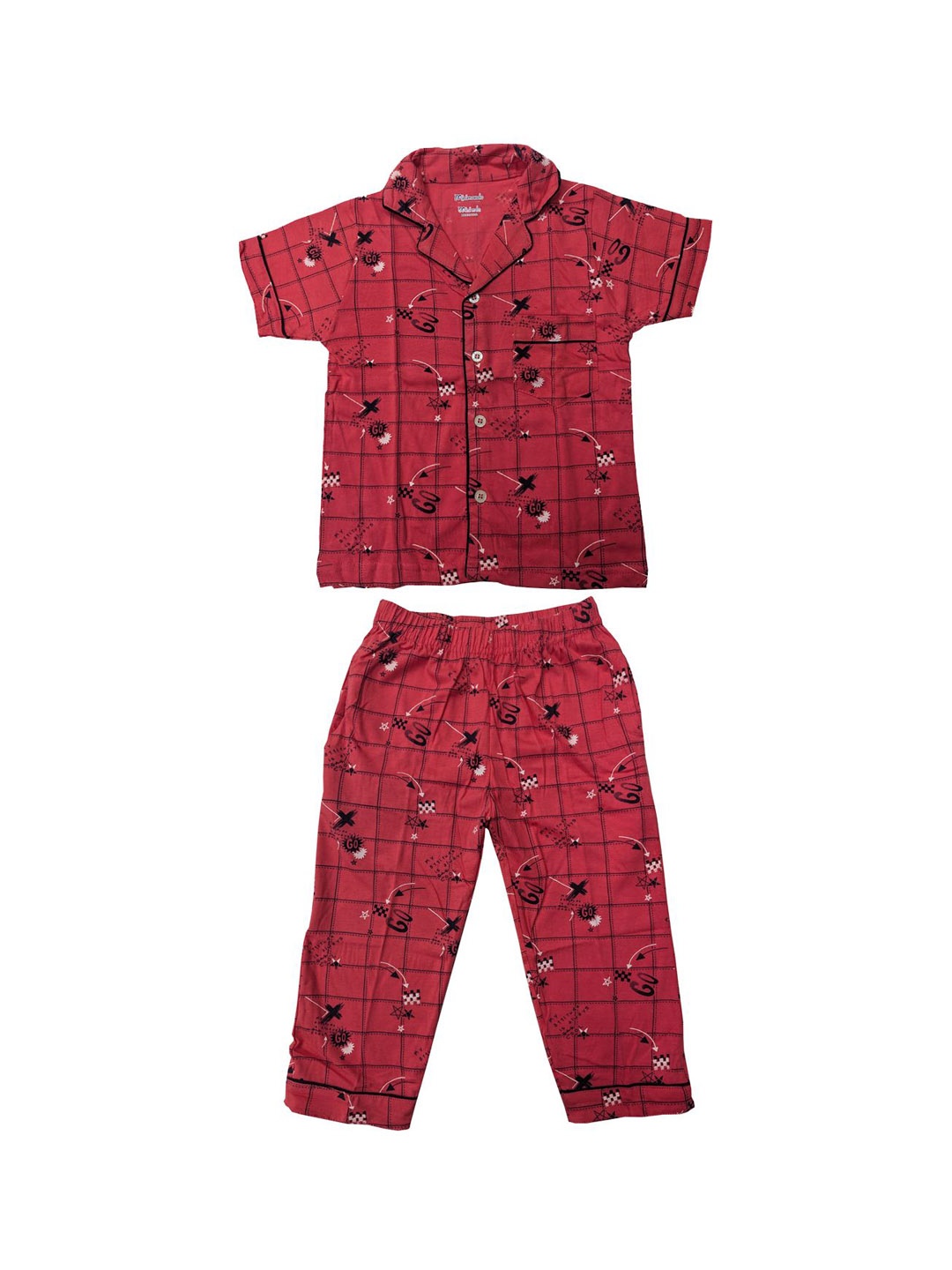

Zoom Minimondo Kids Checked Printed Night suit, Maroon