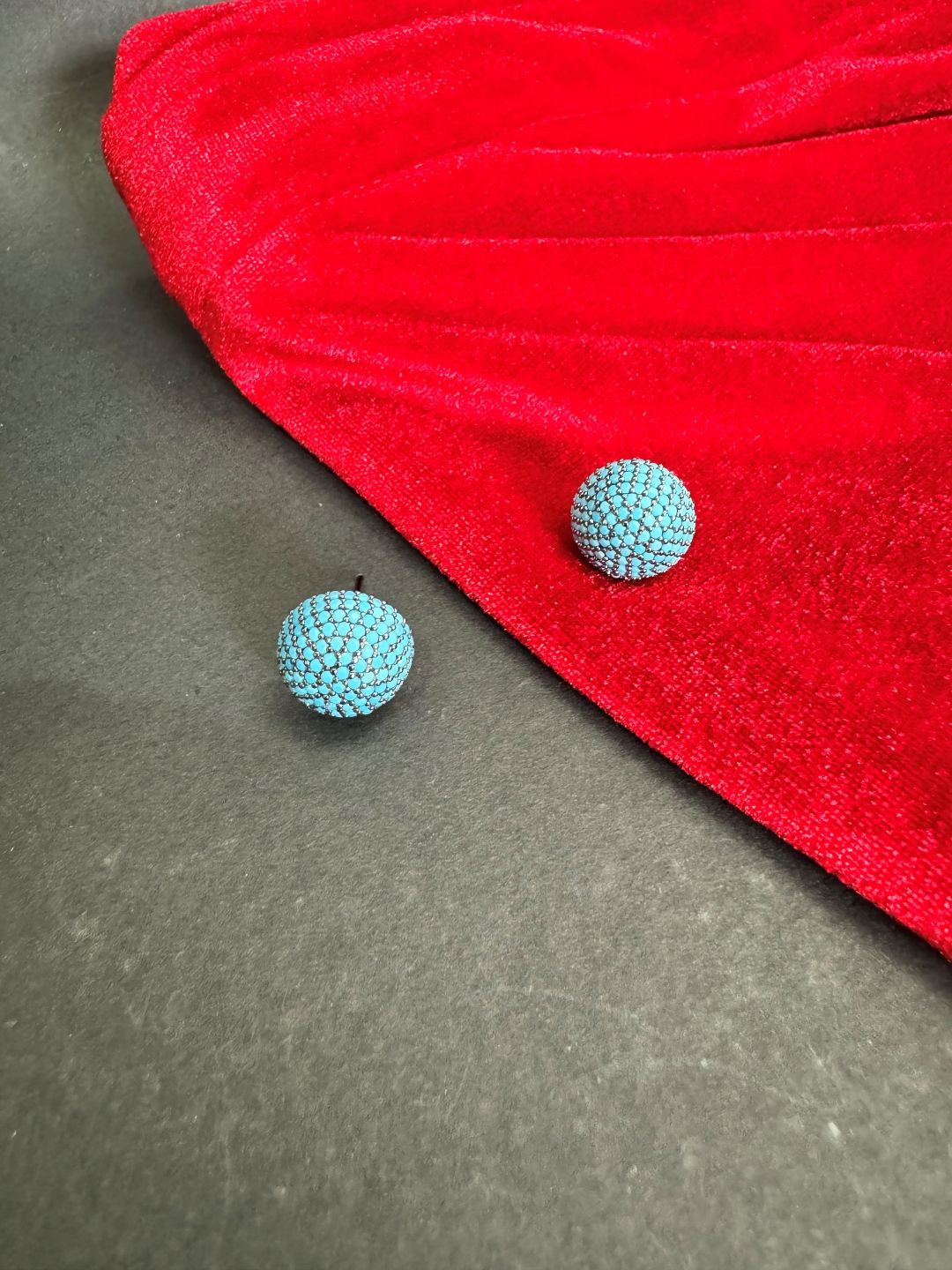 

The Jewellery Tale Circular Studs Earrings, Turquoise blue