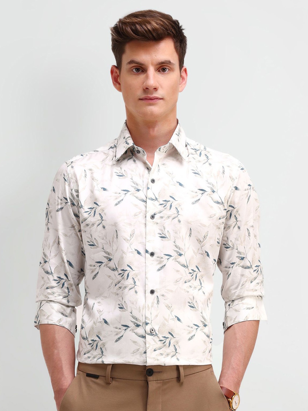 

Arrow New York Men Manhattan Spread Collar Floral Printed Cotton Slim Fit Casual Shirt, White