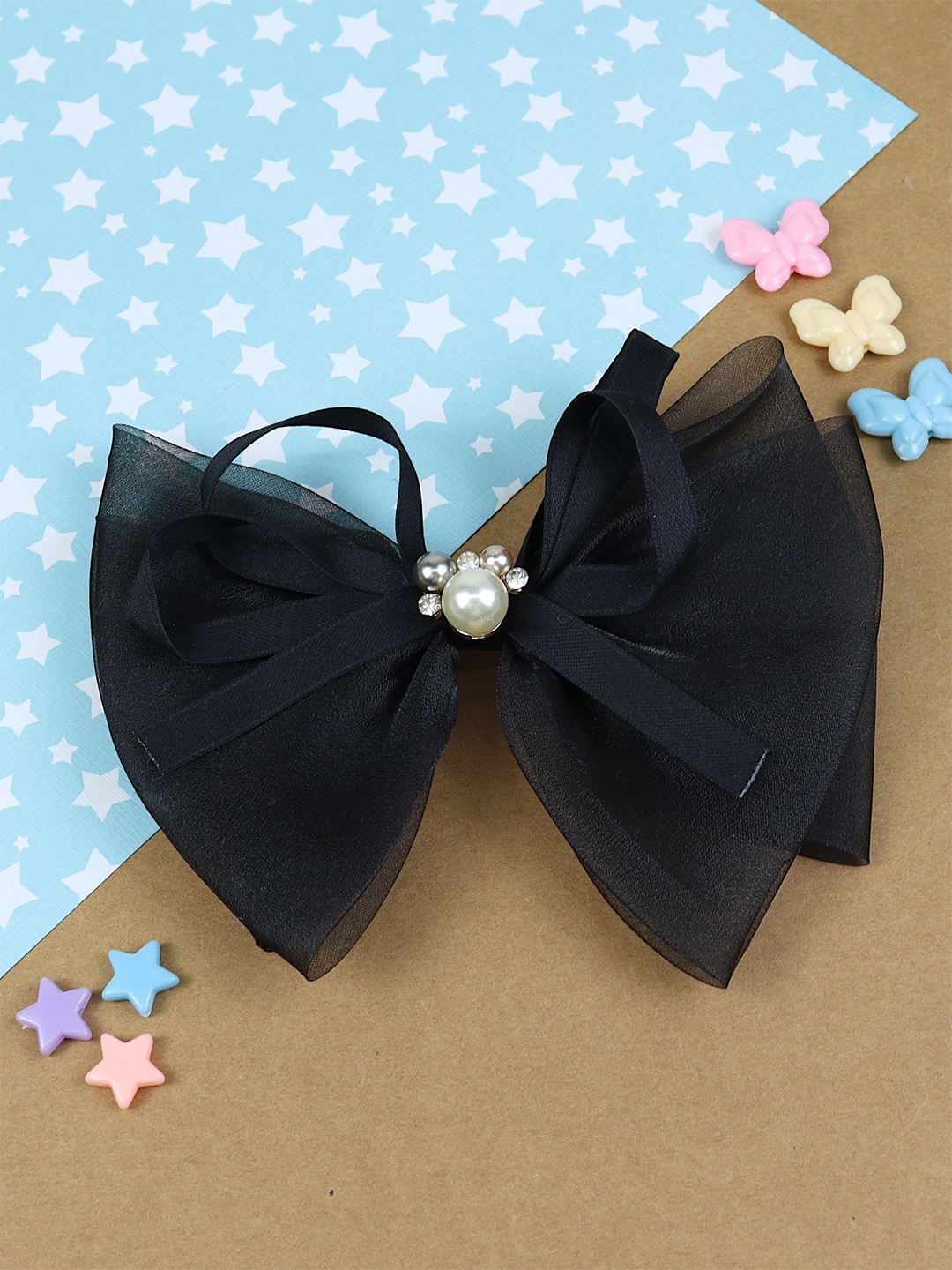 

Asthetika Kids Girls Embellished Bow Hair Clip, Black