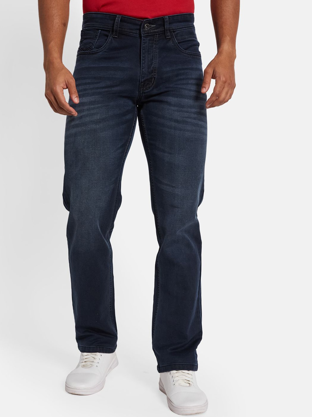 

Octave Men Cotton Mid-Rise Straight Fit Stretchable Jeans, Blue
