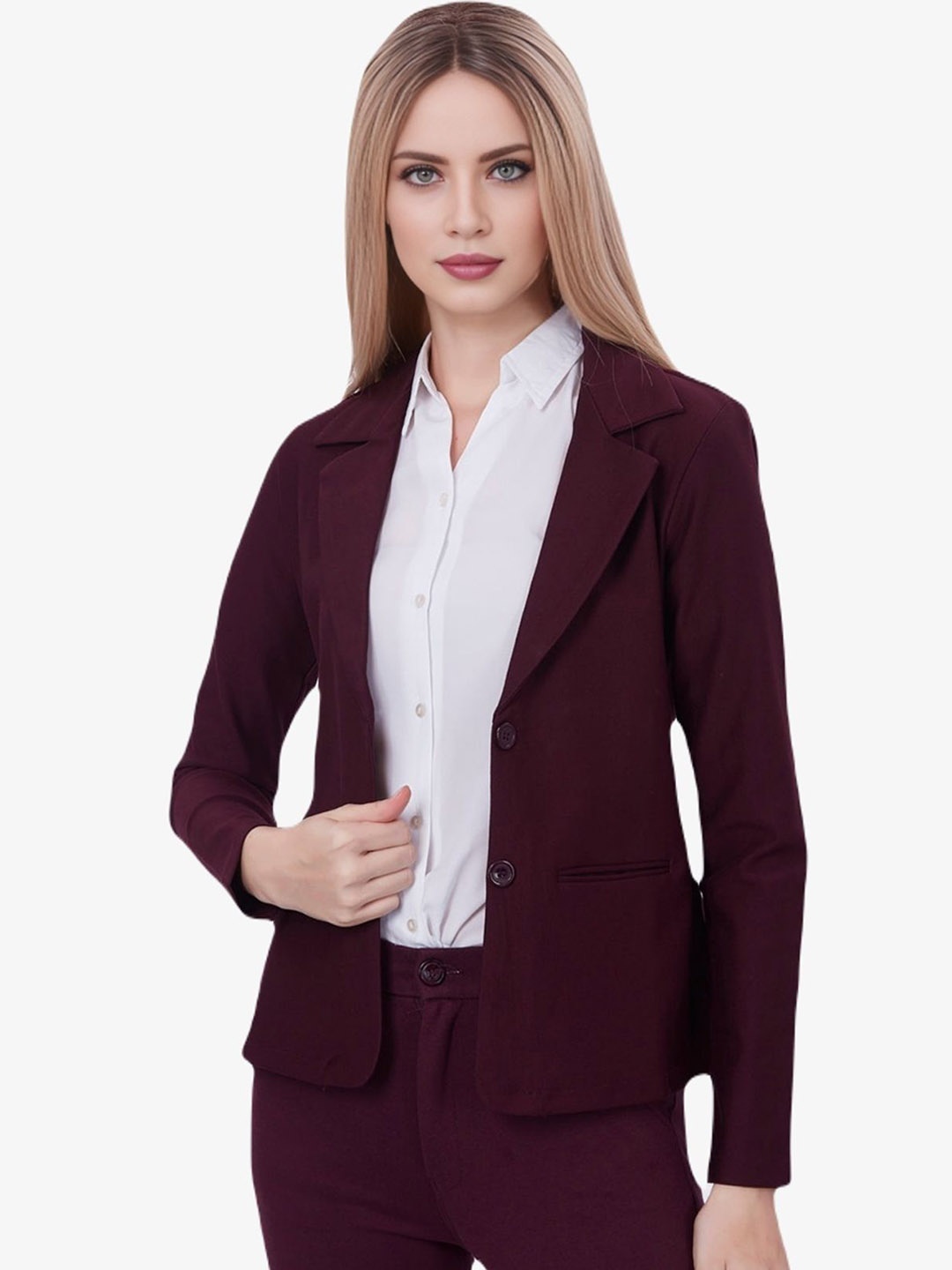 

BAESD Notched Lapel Single-Breasted Blazer, Maroon