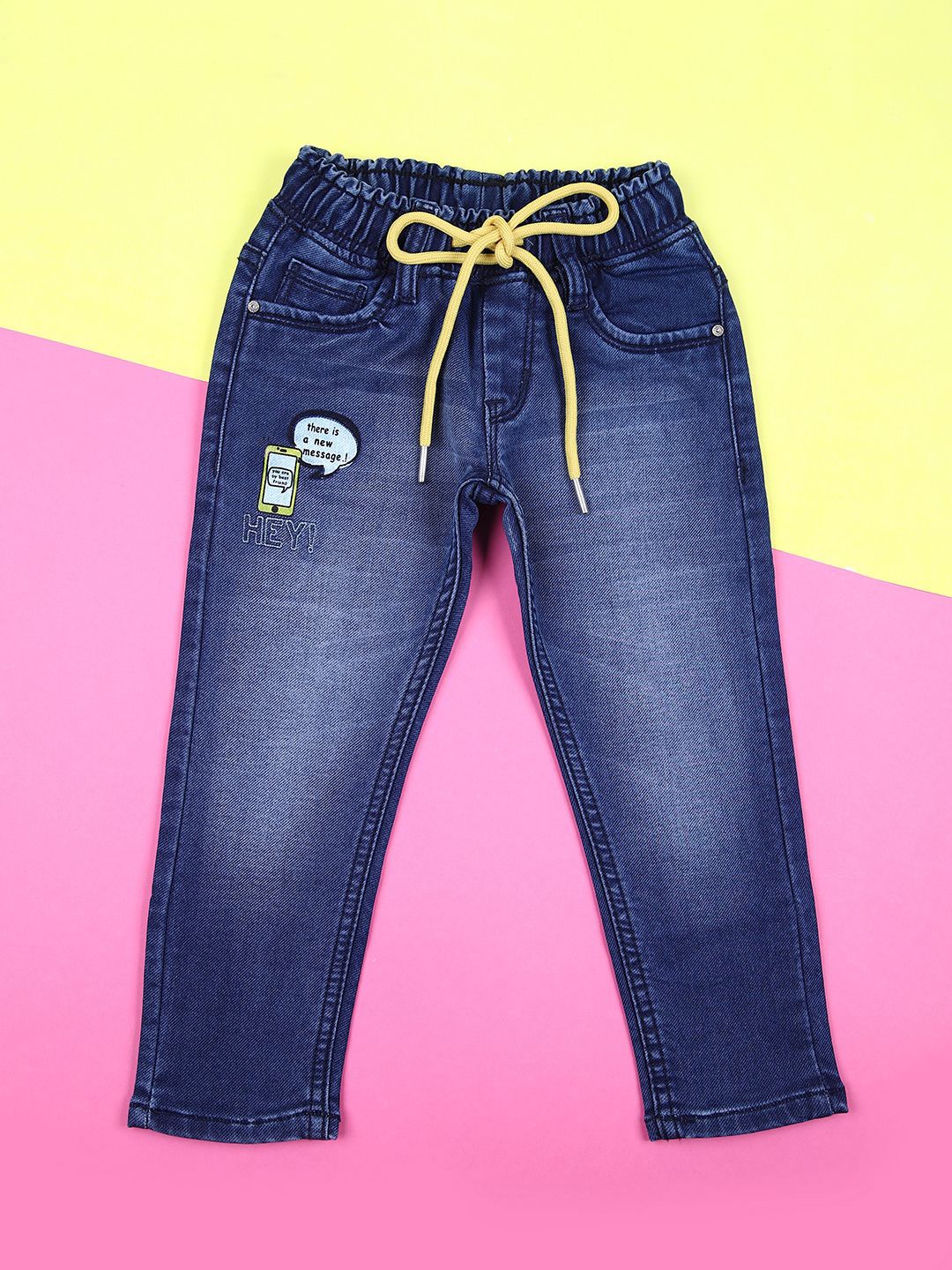 

V-Mart Boys Relaxed Fit Low Distress Heavy Fade Stretchable Jeans, Navy blue