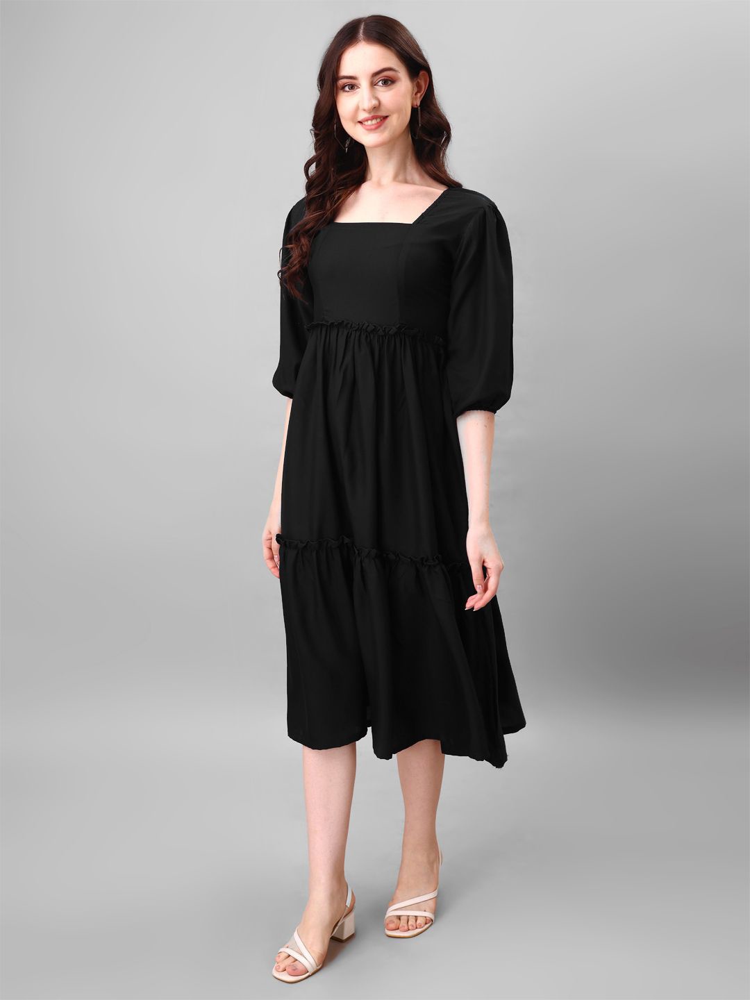 

Krunal Raiyani Women Fit & Flare Maxi Dress, Black