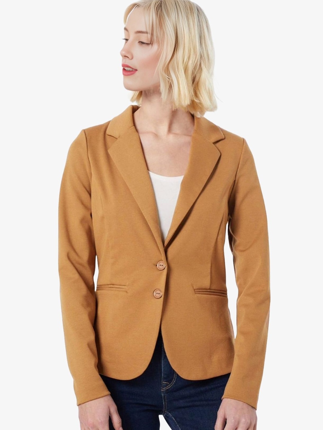 

BAESD Women Notched Lapel Collar Single-Breasted Formal Blazer, Yellow