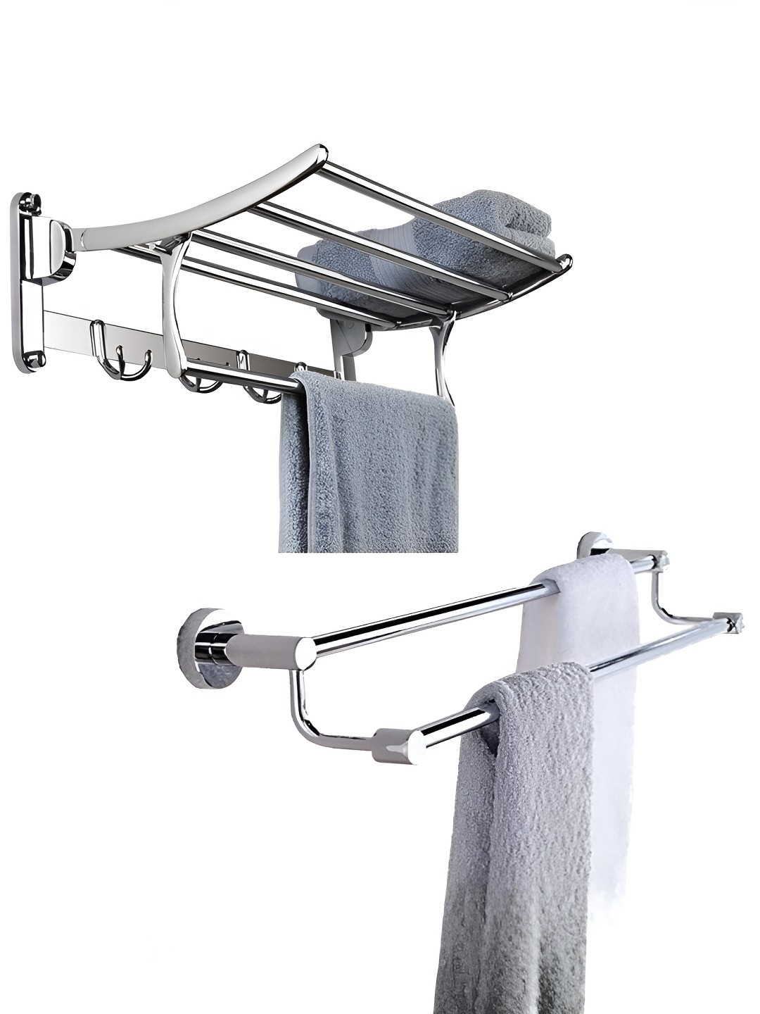 

Plantex Silver-Toned 2 Pieces Stainless Steel Bath Accessories Set