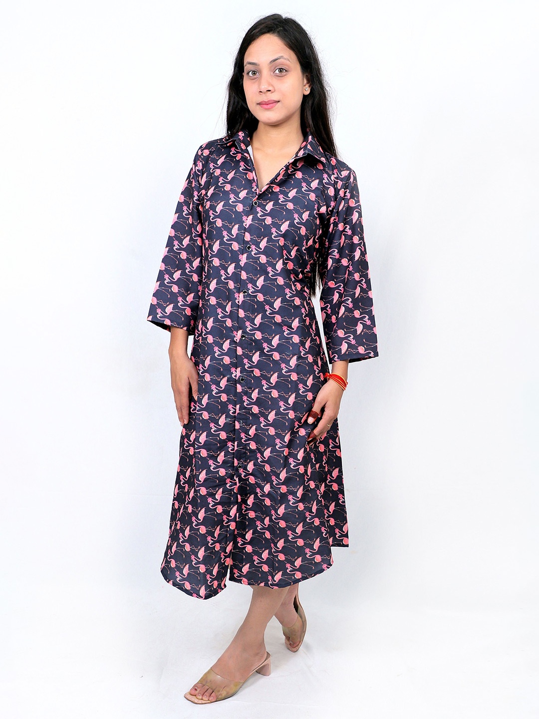 

TILISM Printed Pure Cotton Dress, Black