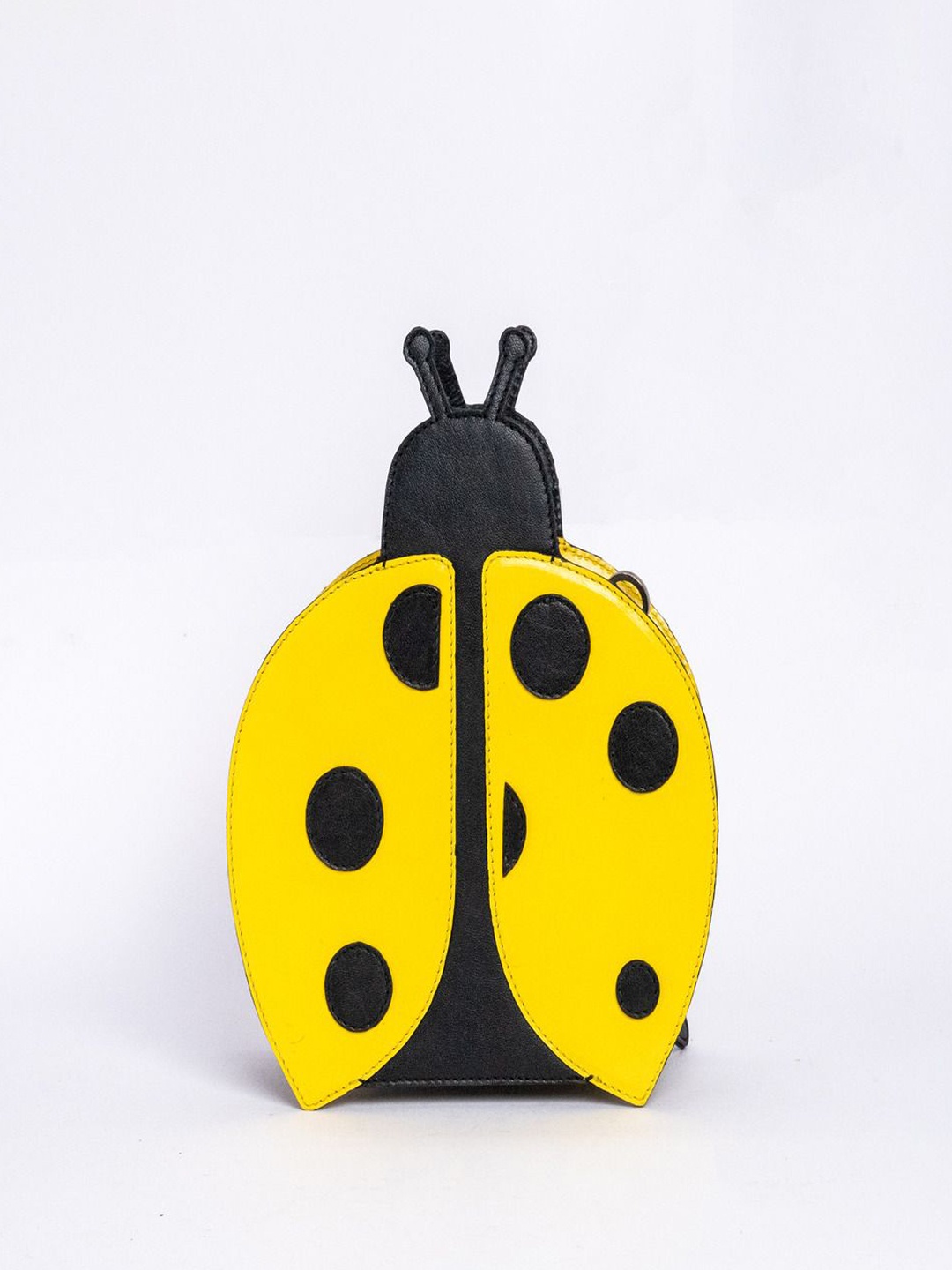 

PERKED Animal Printed Leather Structured Sling Bag, Yellow