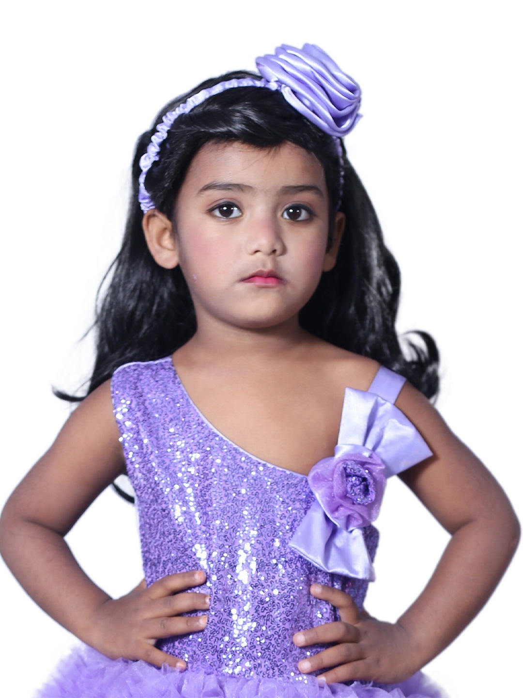 

Wish little Girls Embellished Net A-Line Dress, Purple