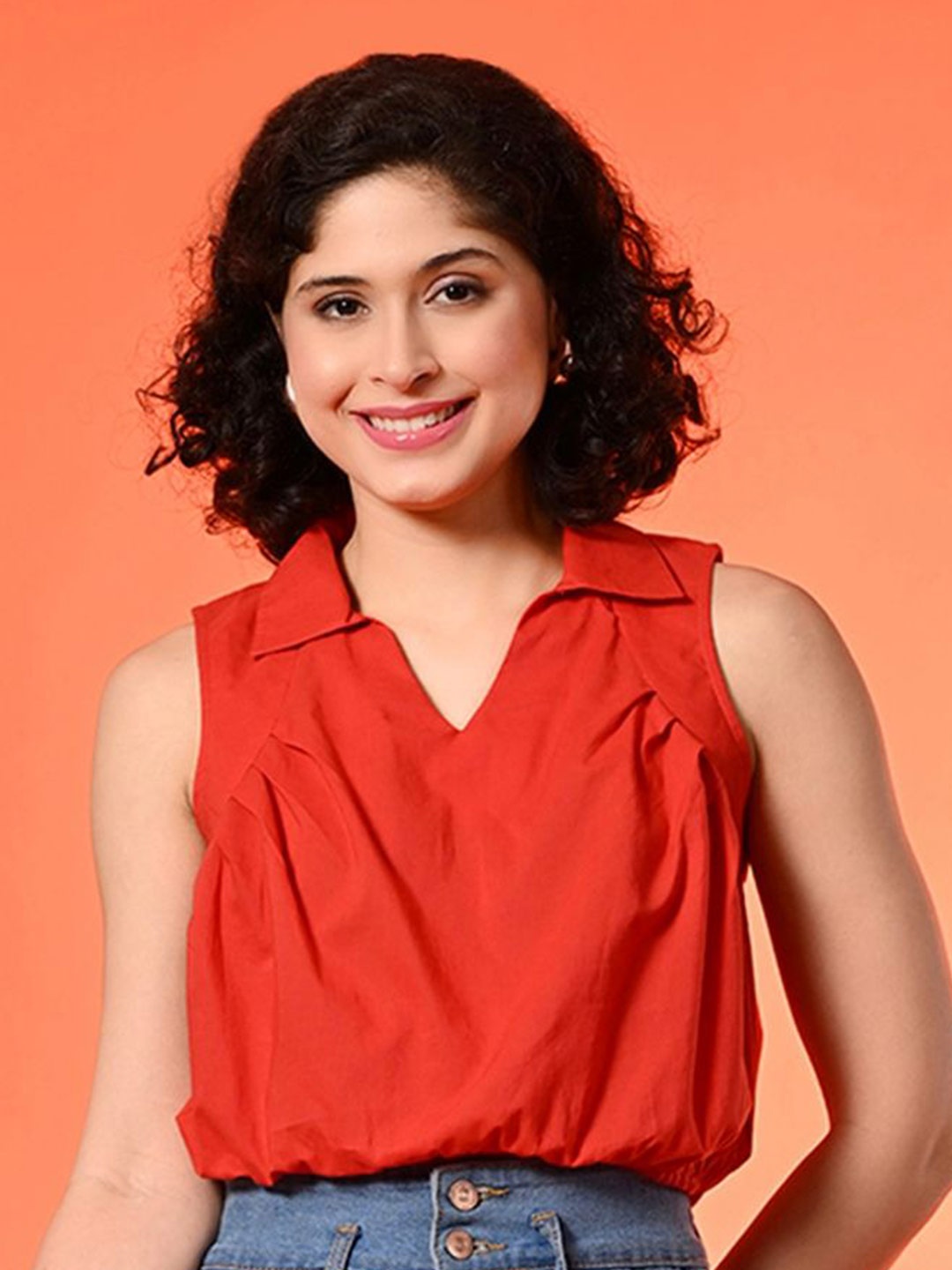

PRETTY LOVING THING Women Cotton Blouson Top, Red