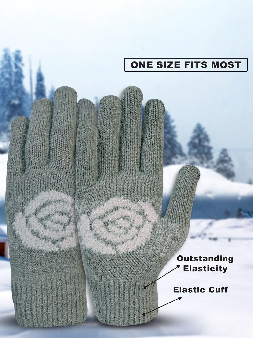 

LOOM LEGACY Women Acrylic Winter Gloves, Grey