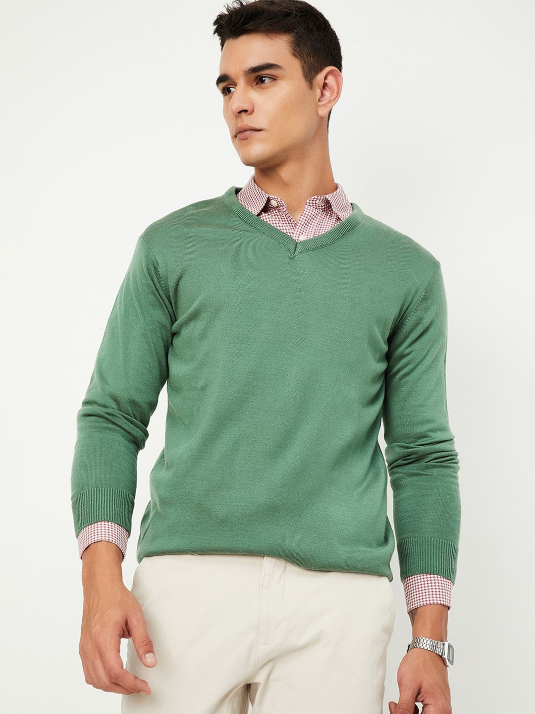 

max Men Long Sleeves Pullover, Green