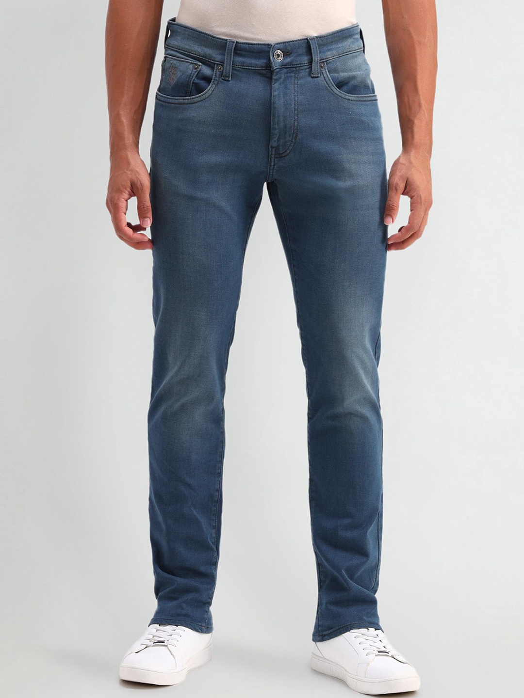 

U.S. Polo Assn. Denim Co. Men Prince Mid-Rise Slim Fit Stretchable Jeans, Blue