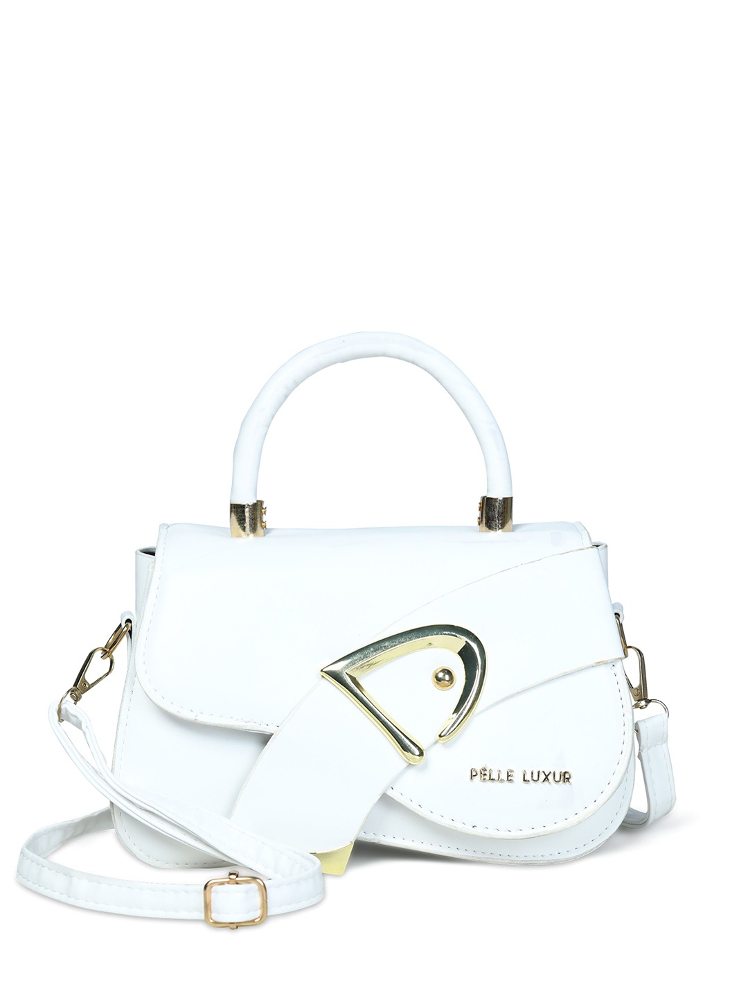 

PELLE LUXUR Women Solid Structured Satchel Bag, White