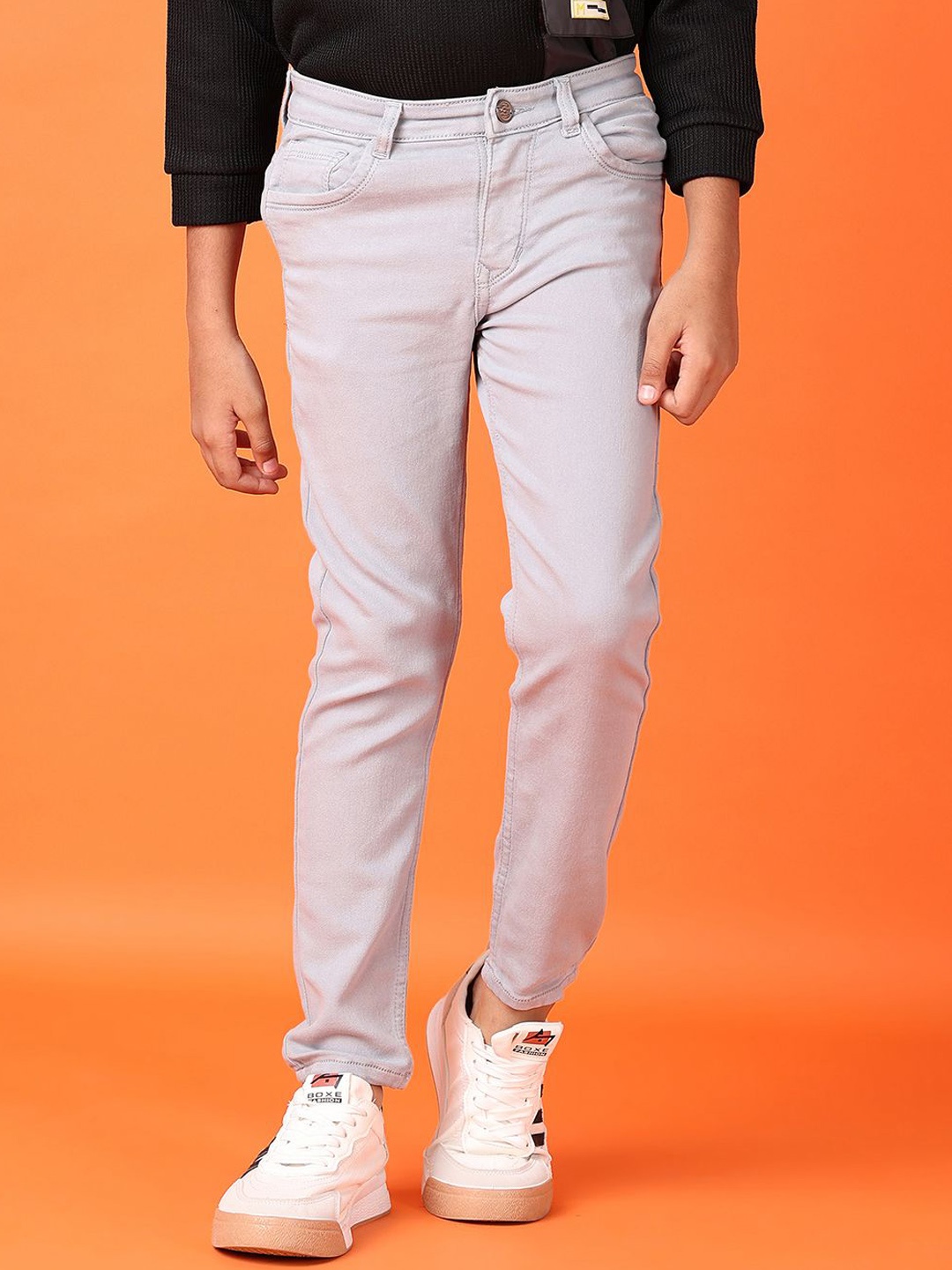 

V-Mart Boys Mid-Rise Clean Look Solid Jeans, Grey