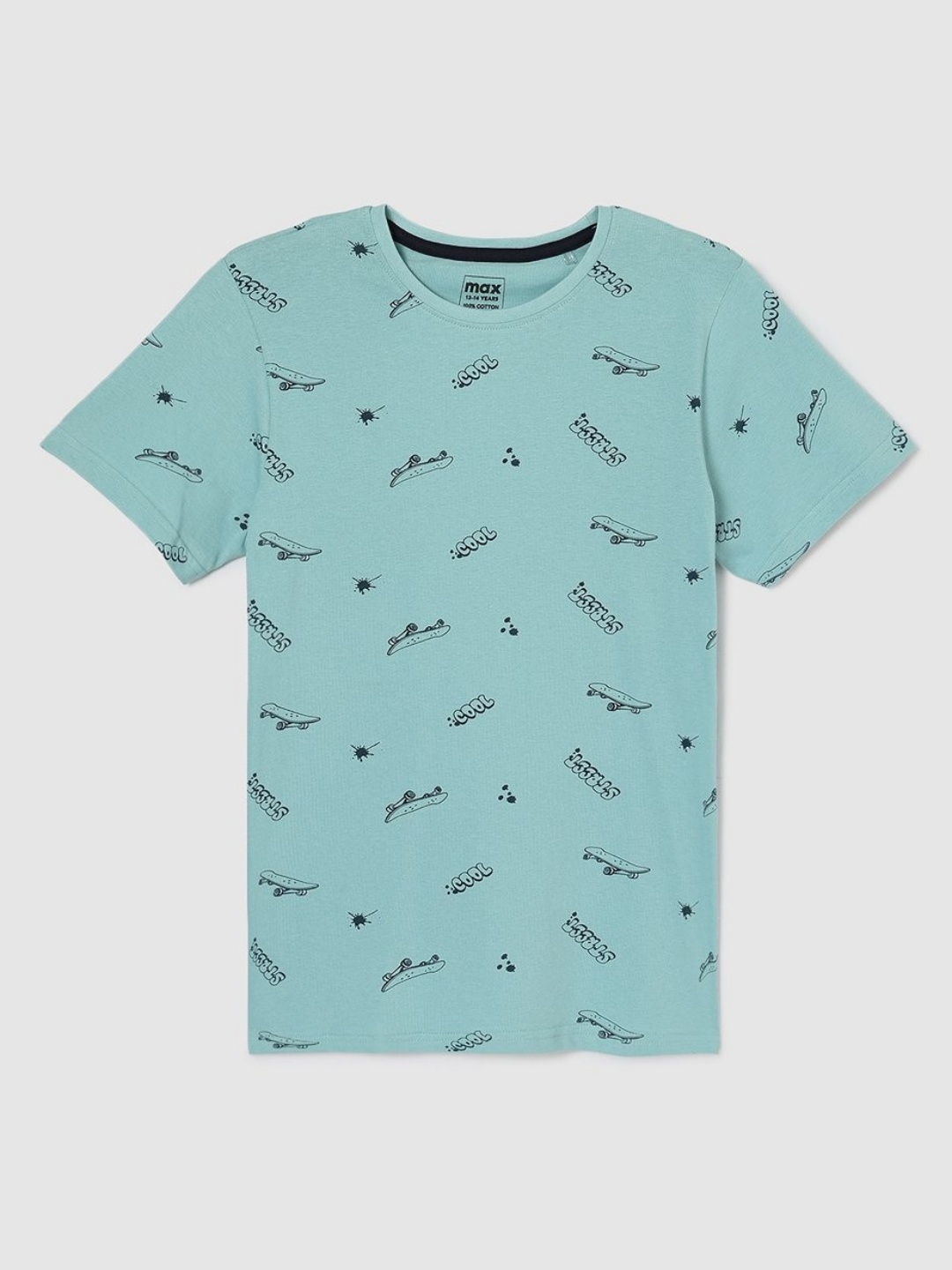 

max Boys Conversational Printed Round Neck Cotton T-shirt, Blue