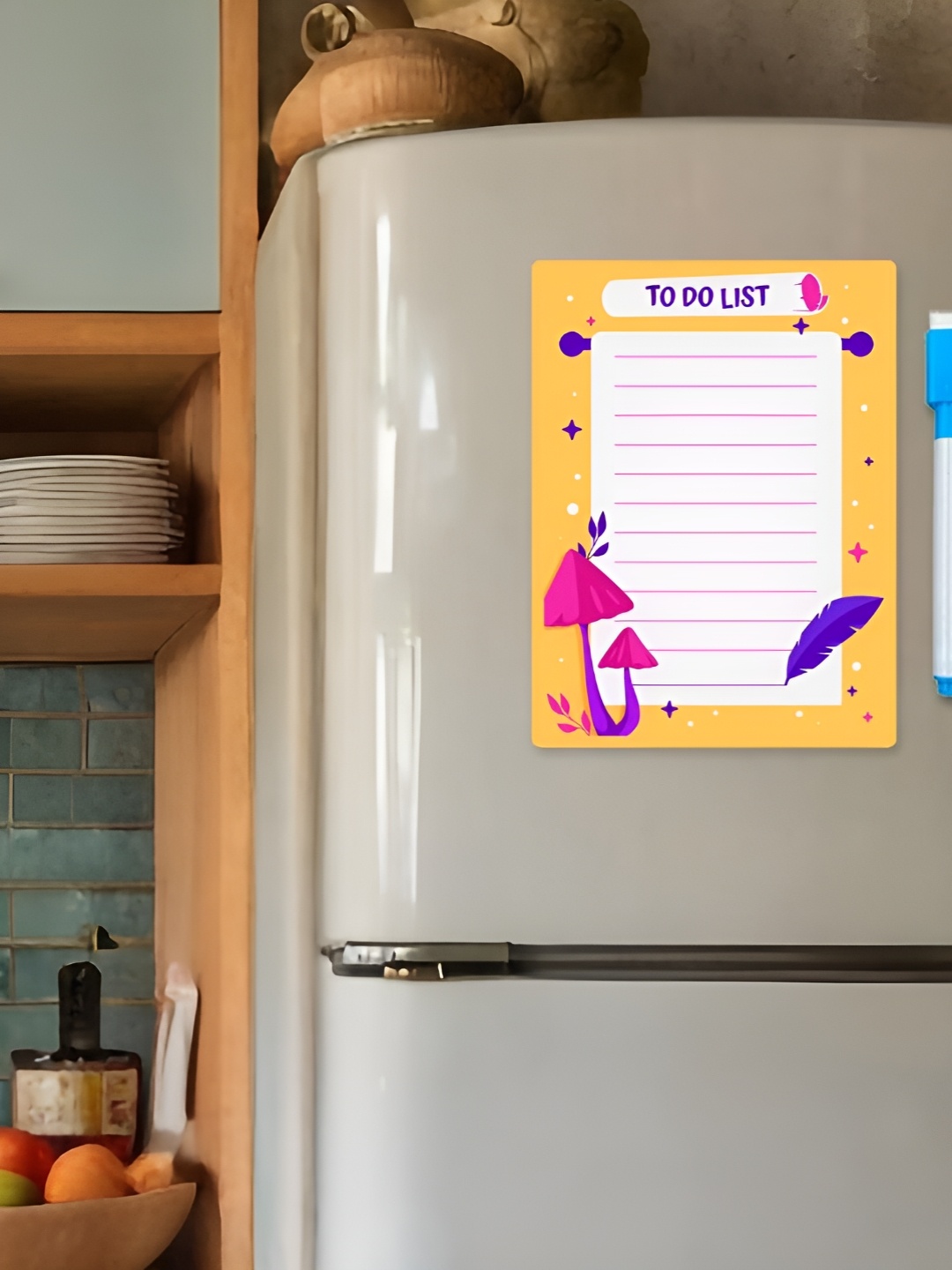 

CVANU White & Yellow Printed Paper Fridge Magnetic Sticker