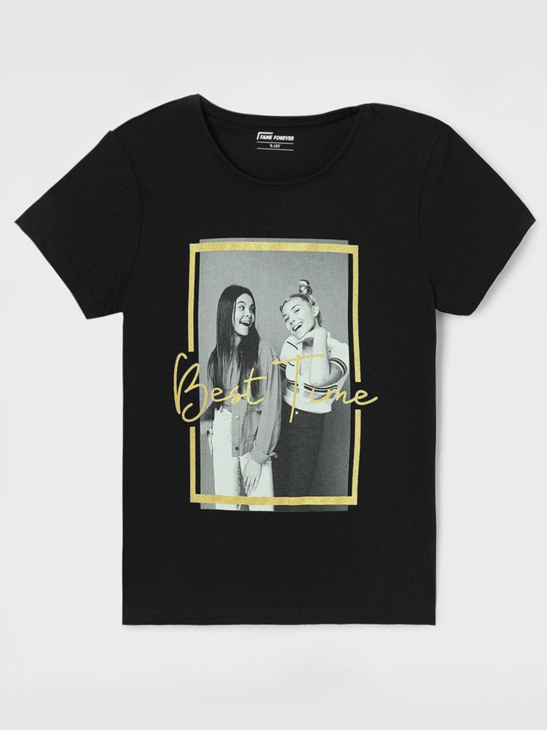 

Fame Forever by Lifestyle Girls Graphic Printed Round Neck Cotton T-shirt, Black