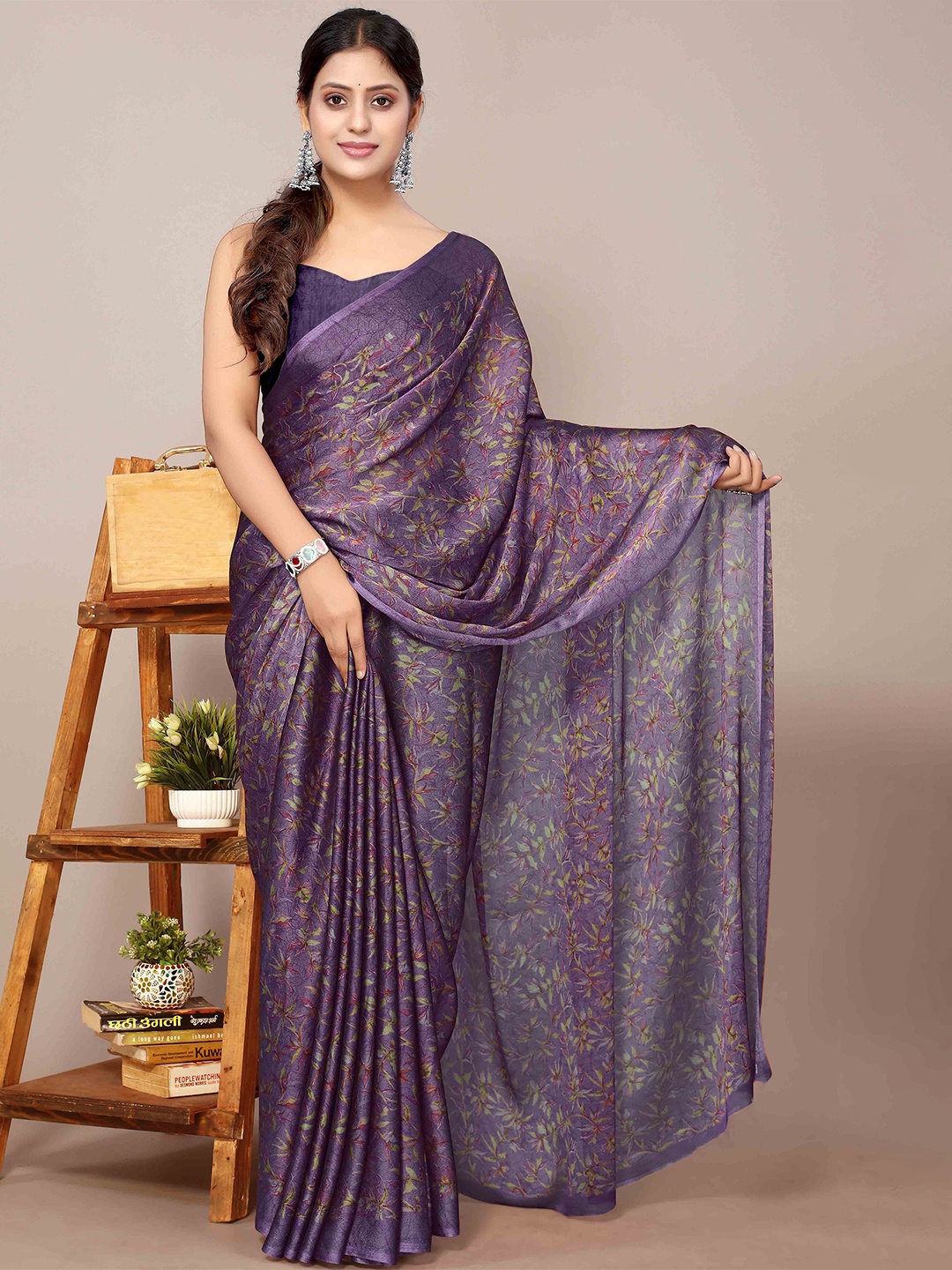 

KALINI Floral Printed Daily Wear Saree, Lavender