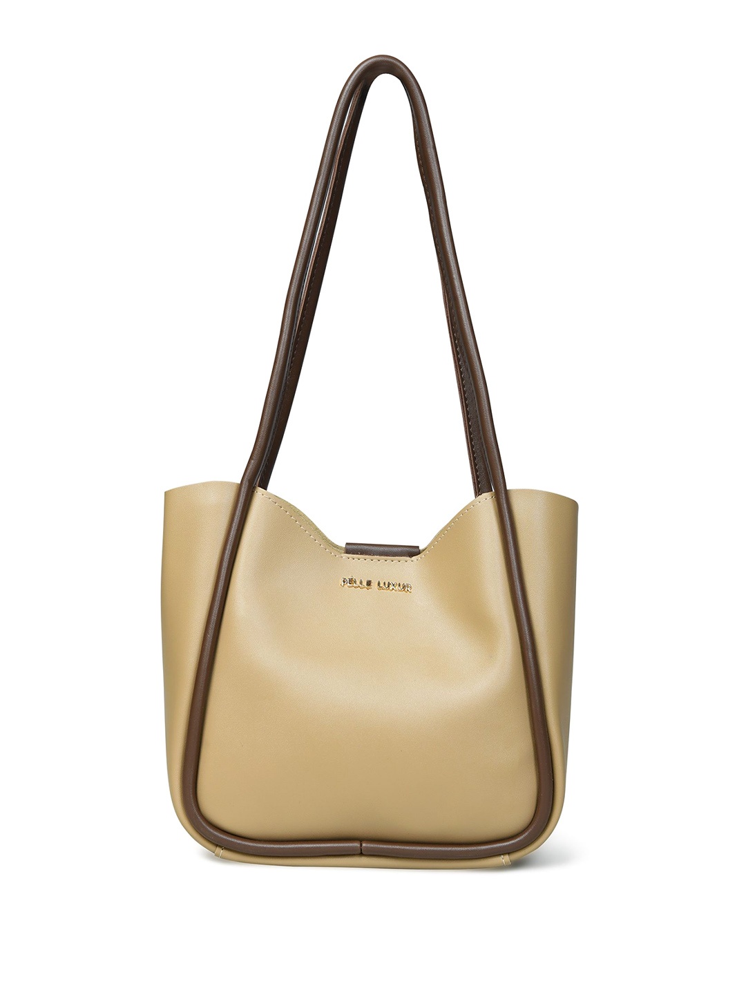 

PELLE LUXUR Women Solid Structured Handheld Bag, Coffee brown