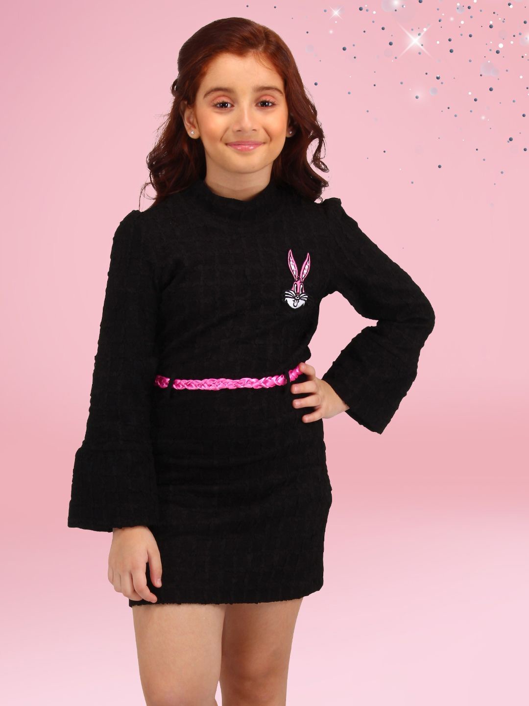 

CUTECUMBER Girl Applique Sheath Dress, Black