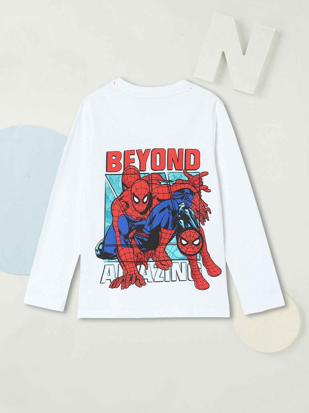 

max Boys Spiderman Graphic Printed Round Neck Cotton T-shirt, White