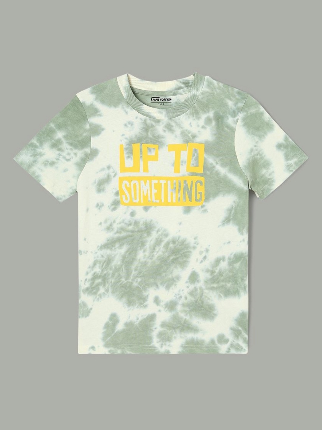 

Fame Forever by Lifestyle Boys Dyed Round Neck Cotton T-shirt, Olive