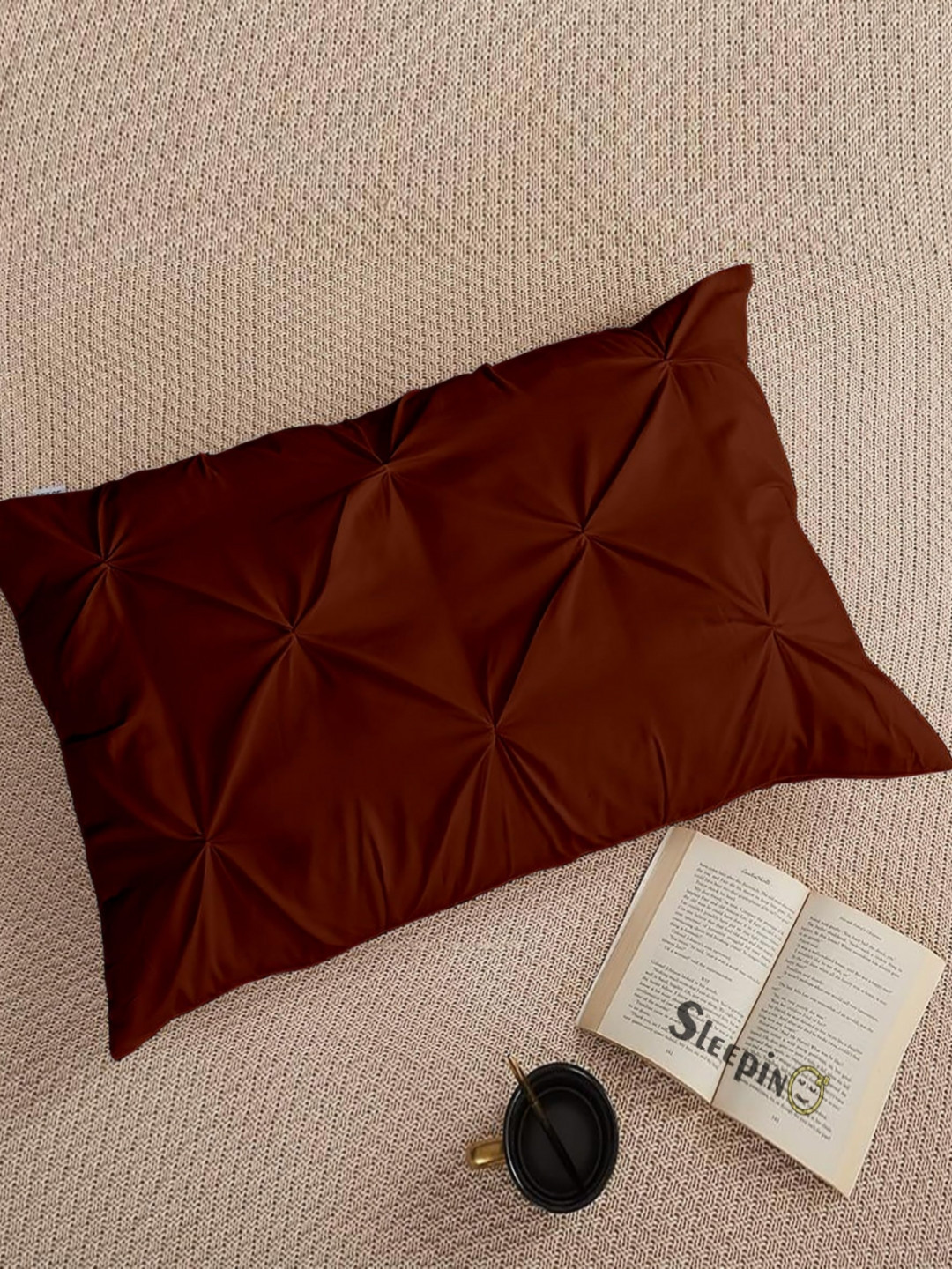 

Sleepino Brown 2 Pieces Solid Linen Rectangle Pillow Covers