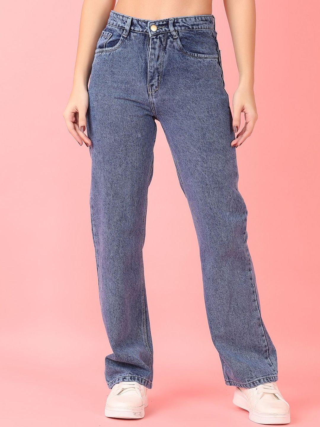 

V-Mart Women Straight Fit High-Rise Cotton Jeans, Blue