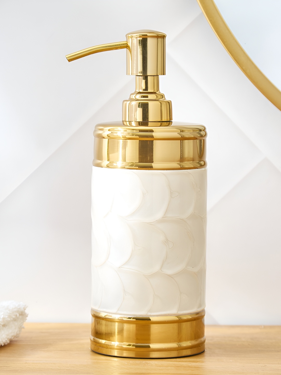 

Home Centre Gold-Toned & White Solid Stainless Steel Soap Dispenser 270ml