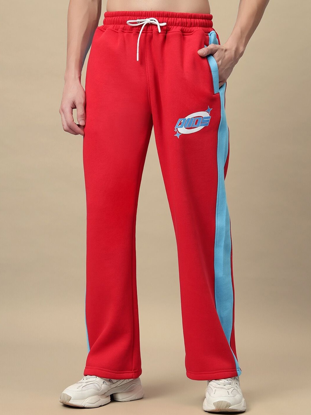 

WEARDUDS Men Relaxed-Fit Bio-Washed Track Pants, Red
