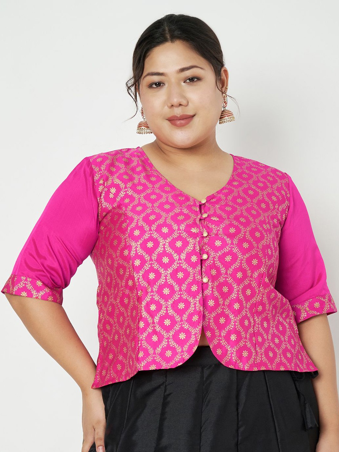 

studio rasa Women Printed V-Neck Tops, Pink